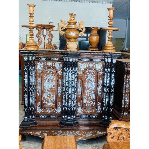 21 trụ rời gỗ cẩm mun việt cẩn ốc xà cử đẹp