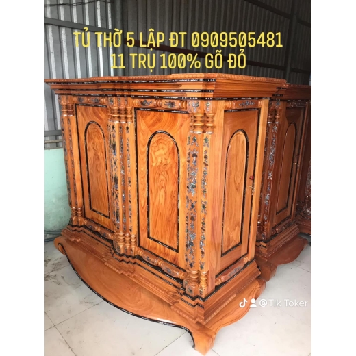 Tủ Thờ Gò Công Năm Lập Gỗ Đỏ 