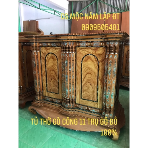 Tủ Thờ 11 Trụ Gỗ Đỗ Năm Lập Gò Công