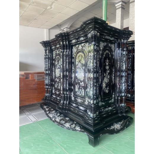 Tủ thờ gò công 21 trụ rời 100 % mun sừng Ninh Thuận