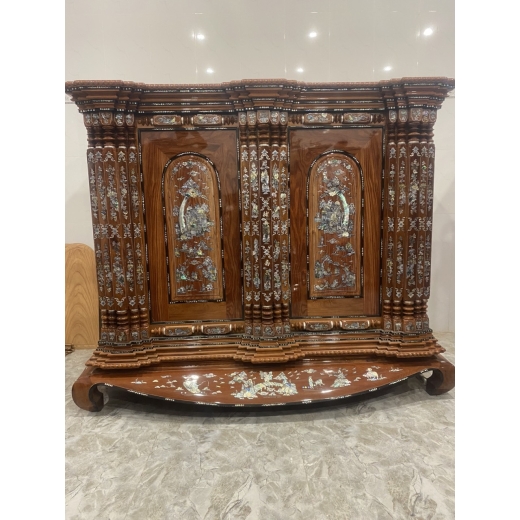 Tủ Thờ 19 trụ gỗ căm xe mặt tiện cẩm lai