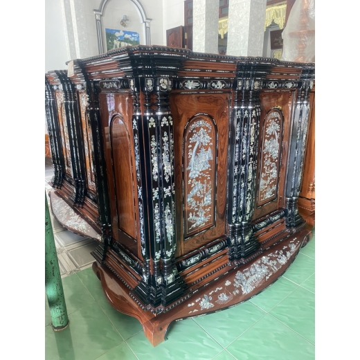 Tủ Thờ Gò Công 21 Trụ Rời 100 % Mun Sừng 